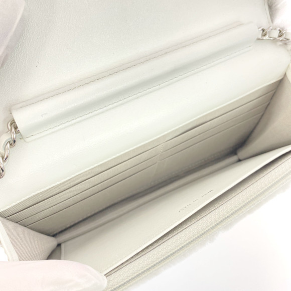 CHANEL Orirag Fur Chain Wallet White Grey - Picture 8 of 10